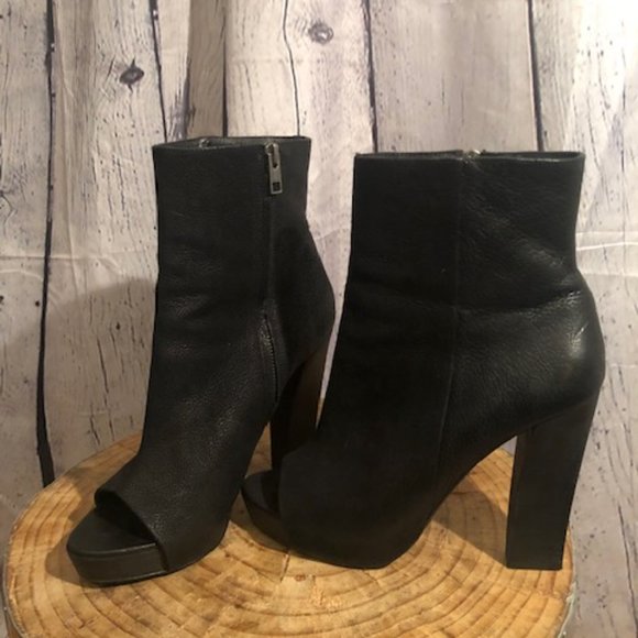 All Saints Manifest Pebbled Leather Peep Toe Bootie Size EU 41. - Picture 3 of 8